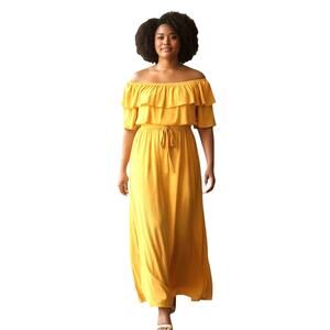 NEW CITY CHIC Dress Women's Sz 20 Midi Off-Shoulder‎ Cruise Vacay